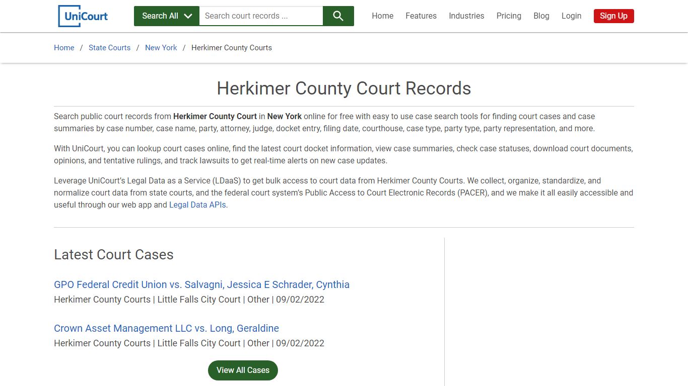 Herkimer County Court Records | New York | UniCourt