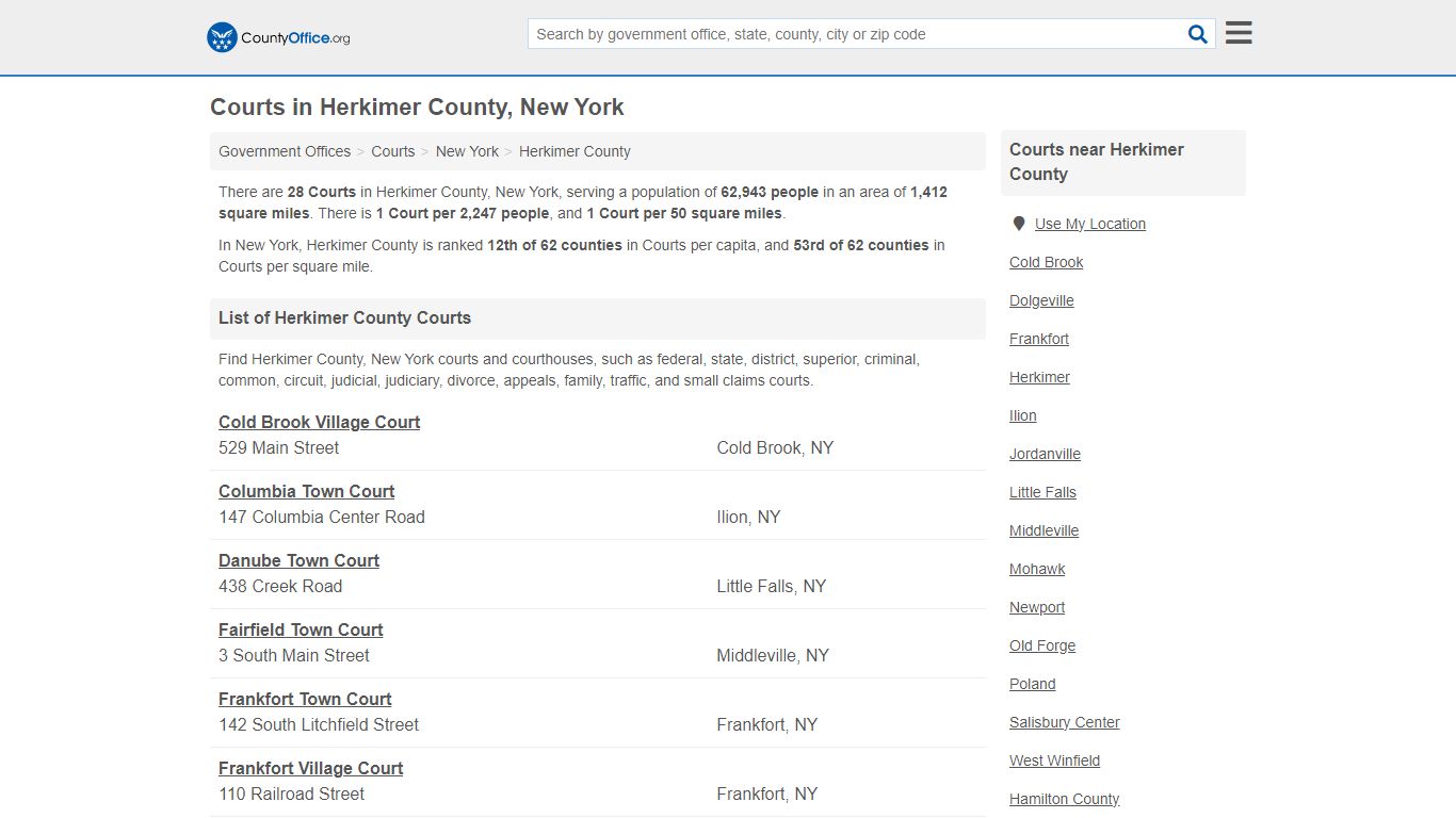 Courts - Herkimer County, NY (Court Records & Calendars)